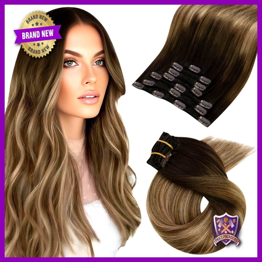 Real Human Hair Clip-In Extensions 7Pcs 18inch Lightweight Invisible Weft Design